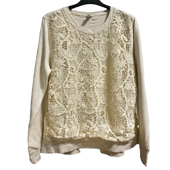J. Crew Knit Lace Front Long Sleeve - Picture 1 of 5